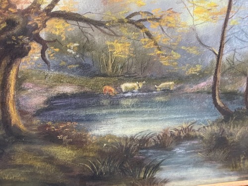 Tableau pastel fin - , signé