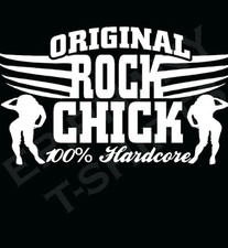 Original Rock Chick T-Shirt Ladies Heavy Rock T-Shirt Zeppelin AC/DC Ladies Gig