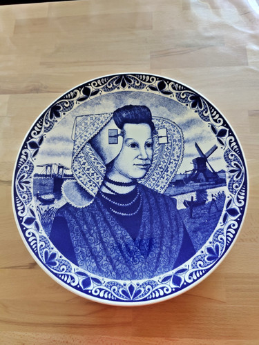 Grand plat faience - faience, bleue