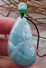 Certified Green Burma Natural A Jade jadeite Pendant Dragon Bamboo 龙 825335