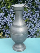 Large pewter pitcher with fleur de lys hallmarks - late 19th / early 20th century