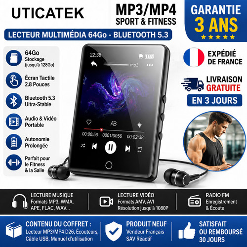 Lecteur mp3 mp4 bluetooth - bluetooth, 5.3
