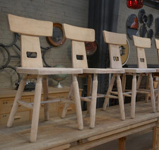 Lot of 3 Beech Chairs 1960