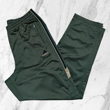 Adidas Vintage Âge 90 Pantalon survêtement Homme Forest Vert Satiné Hem Zip TG L