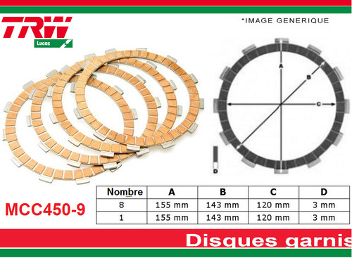 Disque garnis embrayage - 9, d'embrayage