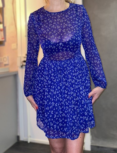 Robe bleu fleuri mango - fleuri,