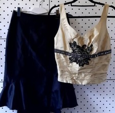 LINEA RAFFAELLI Women Party Silk Suit (Top & Skirt) Embroidery Decoration Siz 42