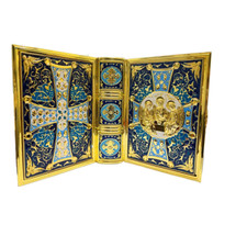 24.5*16.5*6CM Cover Gospel Holy Book Bible  Metallic Gold Planting With Colour H