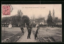Old postcard Basse-Indre, Les quays 1907 