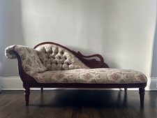 Antique Empire Style Carved Swan Fainting Chaise Lounge