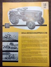 Original Hela D218 Tractor Brochure Tractor Hermann Lanz Sales Brochure