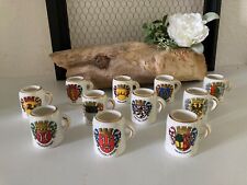 824⚜️ Lot of 11 Mini Beer Mugs Miniature Coat of Arms in Stoneware Height 5 Cm