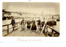 France, Boulogne, Shrimp Fishermen Vintage Albumen Print Albumen Print
