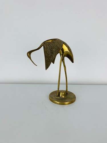 Sculpture héron laiton doré
