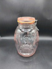 Antique apothecary jar, candy jar, pink glass jar, fruit barrel