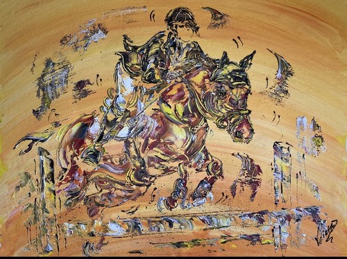 équitation cheval 80x60cm - Équitation,