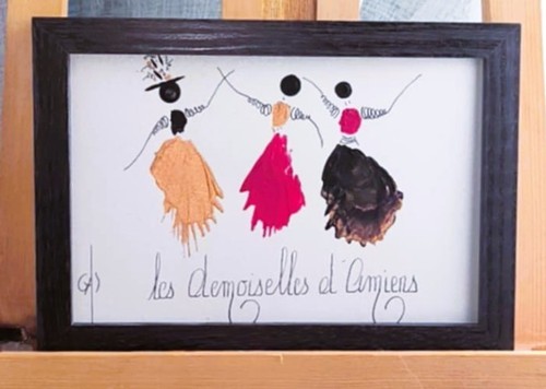 Peinture encadrée sous verre-