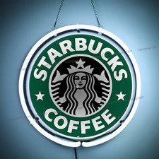 Coffee Shop Neon Sign Light Bar Real Glass Tube Cafe Drink Shop Wall Decor 12"