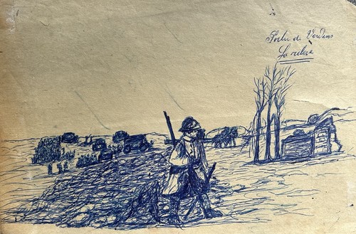 Dessin poilu verdun - de, la