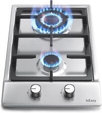  IsEasy Plaque de Cuisson à Gaz 2 feux - Encastrable Inox - Gaz Naturel/Propane 