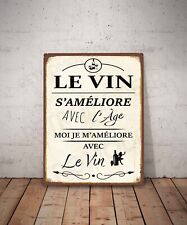 Plaque métal vintage citation Le vin Décoration Déco affiche alcool cave