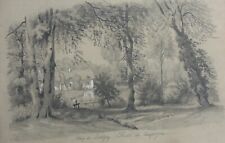 Etang de Batigny. Forêt de Compiègne. Dessin Original XIXème Siècle.