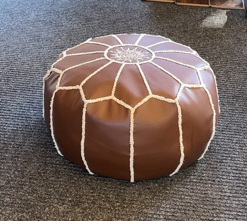 Brown pouffe handmade moroccan - pouffe,
