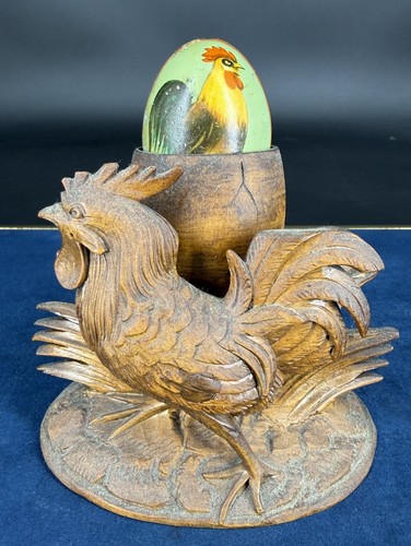 Coquetier bois coq sculpté