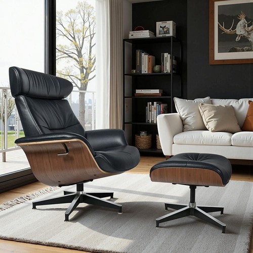Walnut black genuine leather - walnut,