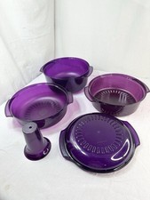 Tupperware Purple 5 Pc. Steamer Microwave Stack Cooker Set Strainer Cone Lid FSh