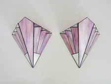 Paire d'appliques murales vintage Tiffany en pâte de verre style Art Déco