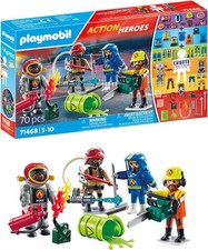 PLAYMOBIL 71468 Mes Figurines Métiers à Risque Pompiers 4 Personnages Accessoire