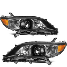 For 2011-2020 Toyota Sienna Projector Black Headlights Amber Corner Lamps Set