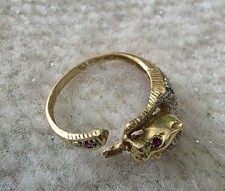 Bague Jonc Ouvert  Panthère sertie Pierres Or 18k Taille De 55 A 57