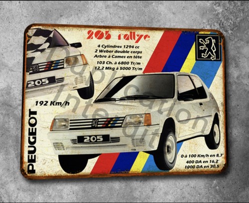 Plaque métal peugeot 205 - métal,