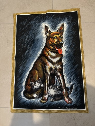 Torchon vintage ancien - ancien, chien