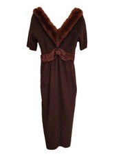 Raoul Couture Melb Vtg 1950s foxfur silk crepe evening gown