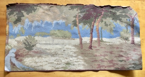 Ancien papier peint paysage - papier,
