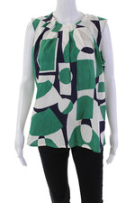 Lebon Marche Womens Sleeveless V-neck Abstract Lined Tank Top White Size EUR 40