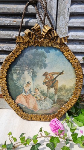Ancien cadre litho rond - cadre, en