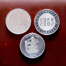SUISSE lot de 3 pièces de 20F
