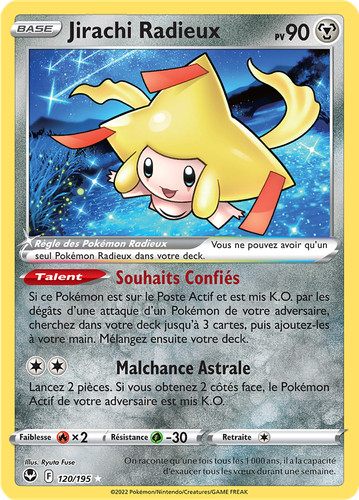 Carte pokémon jirachi radieux - carte,