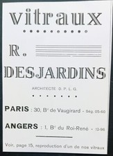 1930' Antique Art Deco Stained Glass Desjardins Old Advertising