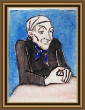 AQUARELLE PORTRAIT HOMME EXPRESSIONNISME ALLEMAND Michel WAGNER (1893-1965)