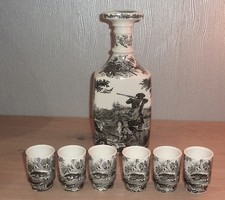 service à liqueur Villeroy & Boch ARTEMIS chasse gibier chasseur 6 shot complet