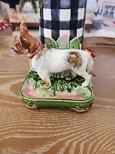 Antique Austrian Majolica Bull Terrier Dog Smoking Vesta Match & Tobacco Holder