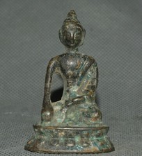 6CM Antique Bronze Temple Seat Menla Medical Medicine God Buddha Statue