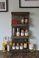 Étagère à Épices Étroit Braun Bois Porte Étagères à Suspendre Prêt Monté