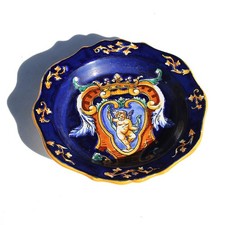 Empty earthenware pocket by Gien Renaissance model blue ø 14.5 cm