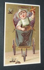 CHROMO 1880-1890 LARGE EPICERIE DES HALLES TOWERS BABY STROLLER